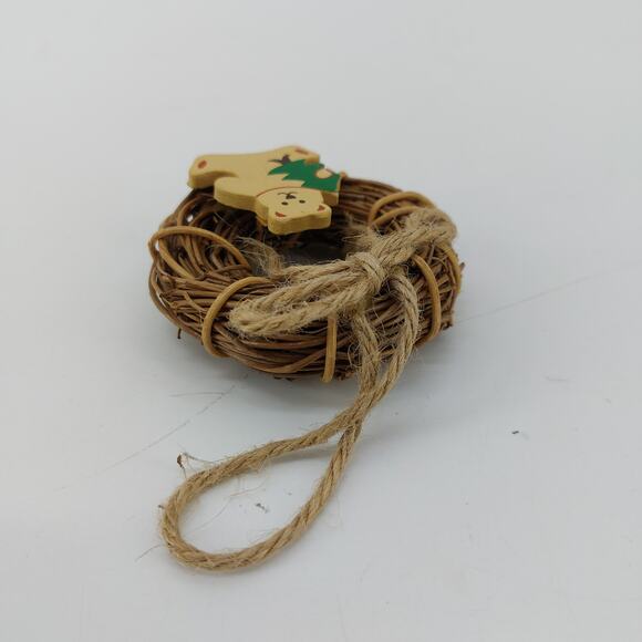 Vintage Christmas Wreath Ornament Teddy Bear Holding Tree - Picture 9 of 13